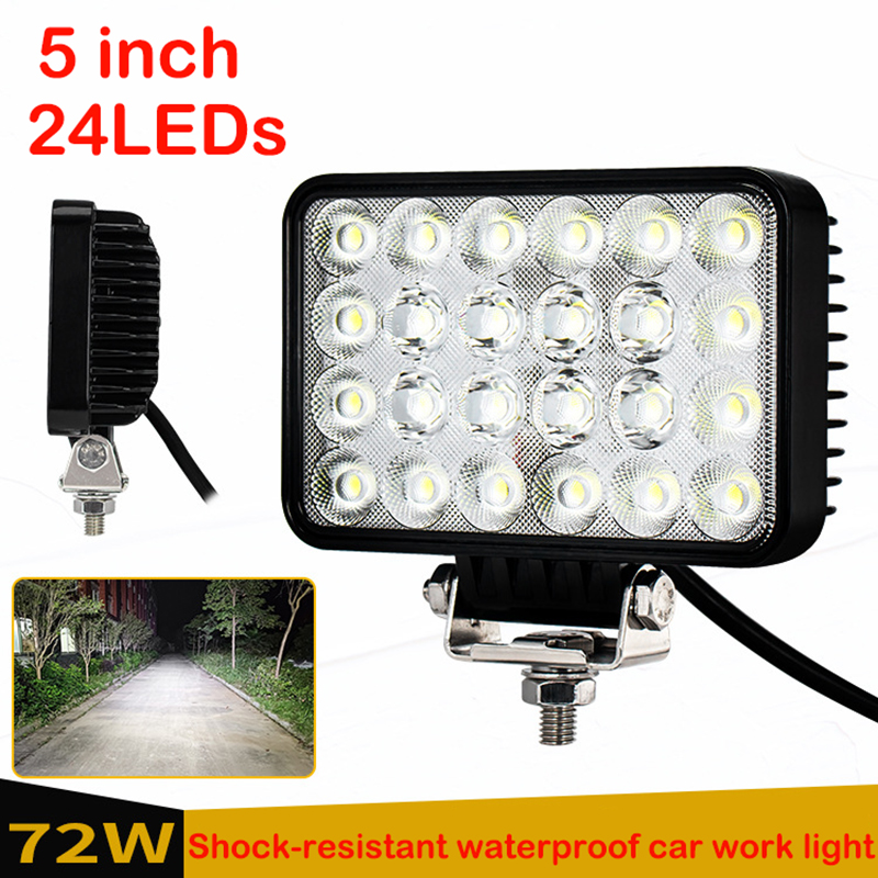 Vehicle Heavy Equipment - 1PC 72W 車両用ドライビングライト LEDスポットフラッドフォグライト 12V/24V対応 オフロードヘビーデューティートラック建設機械用