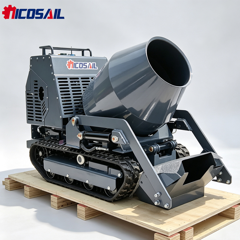 Concrete Mixer Machine - ミニトラック式ミキサードンパー、油圧式ダンピング機能付きクローラー式コンクリートミキシングマシン、建築、庭園、現場での使用に最適