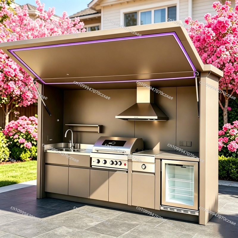 Heavy Equipment Unit - 全天候型屋外キッチンユニット、フル調理設備完備、日常使用向け頑丈なガーデン屋外キッチンキャビネット