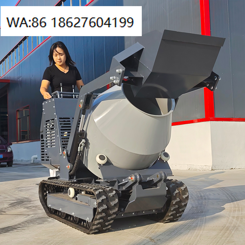 Concrete Mixer Machine - 750kgコンパクトクローラーコンクリートミキサー補助アタッチメント搭載型移動式ミキシングマシン（現場施工用）